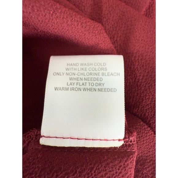 Modcloth Womens Size XXS Scoop Neck Top Red Tie Long Sleeve Pullover Blouse - Picture 7 of 8